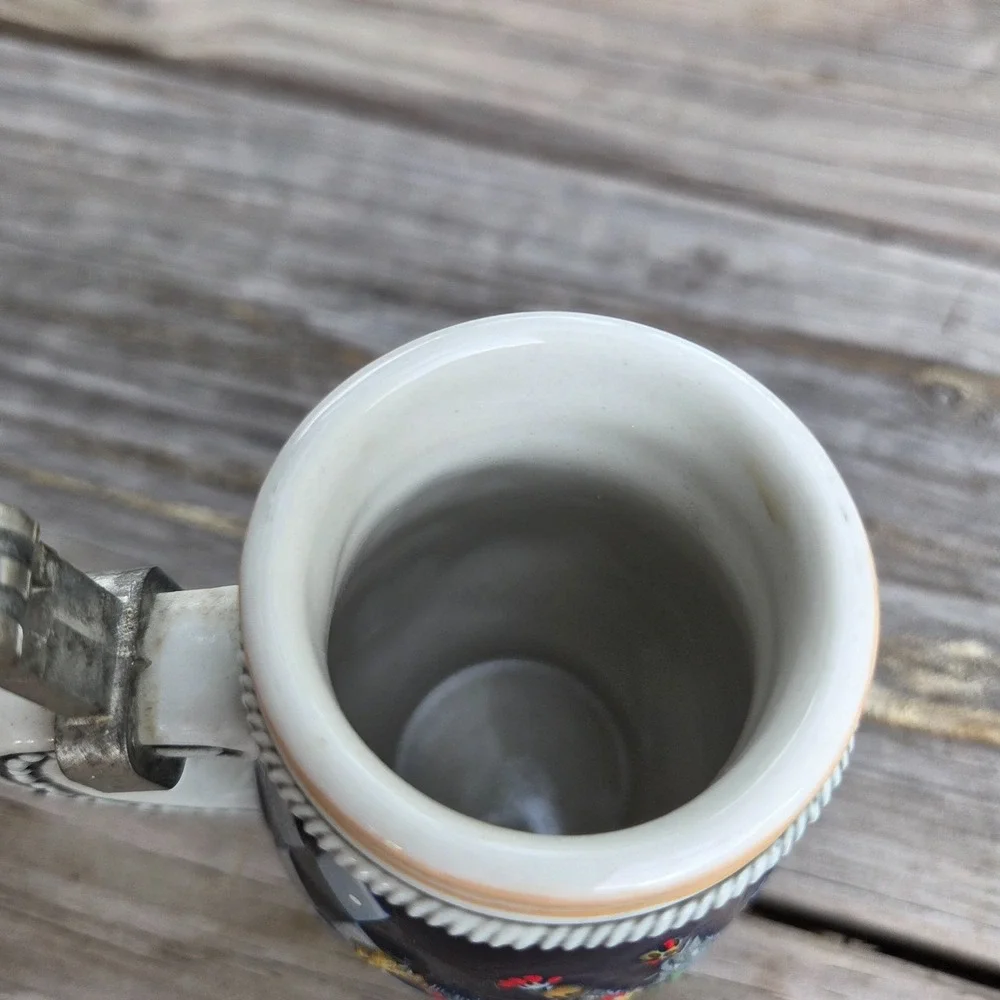 Vintage Domex Beer Stein: Pewter Lid Ceramic Tankard, Germany